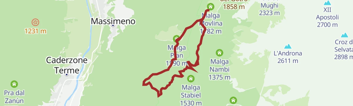 Route map: Tour of the huts of the Algone Valley